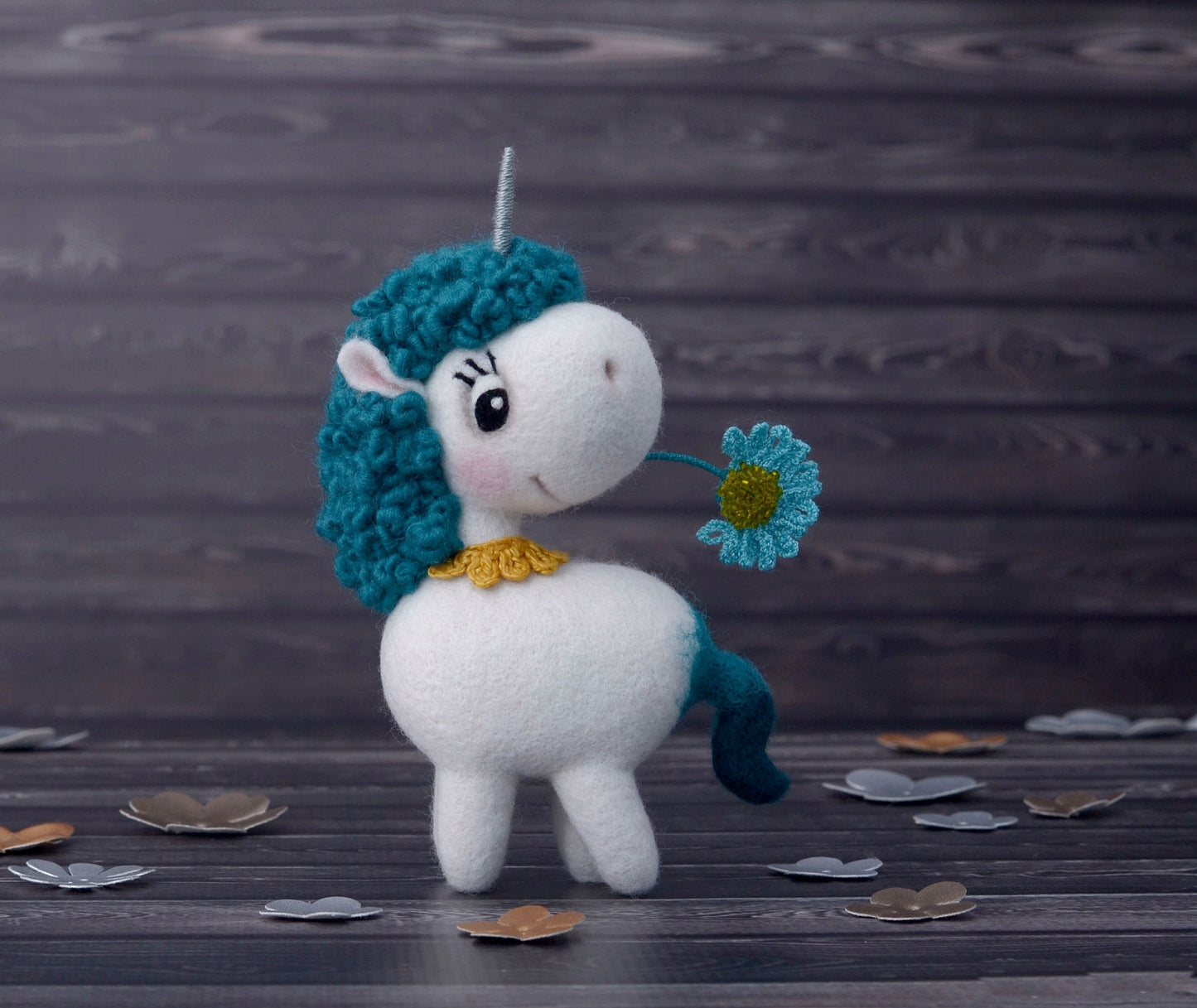 Needle felted Unicorn. Kid room decor.