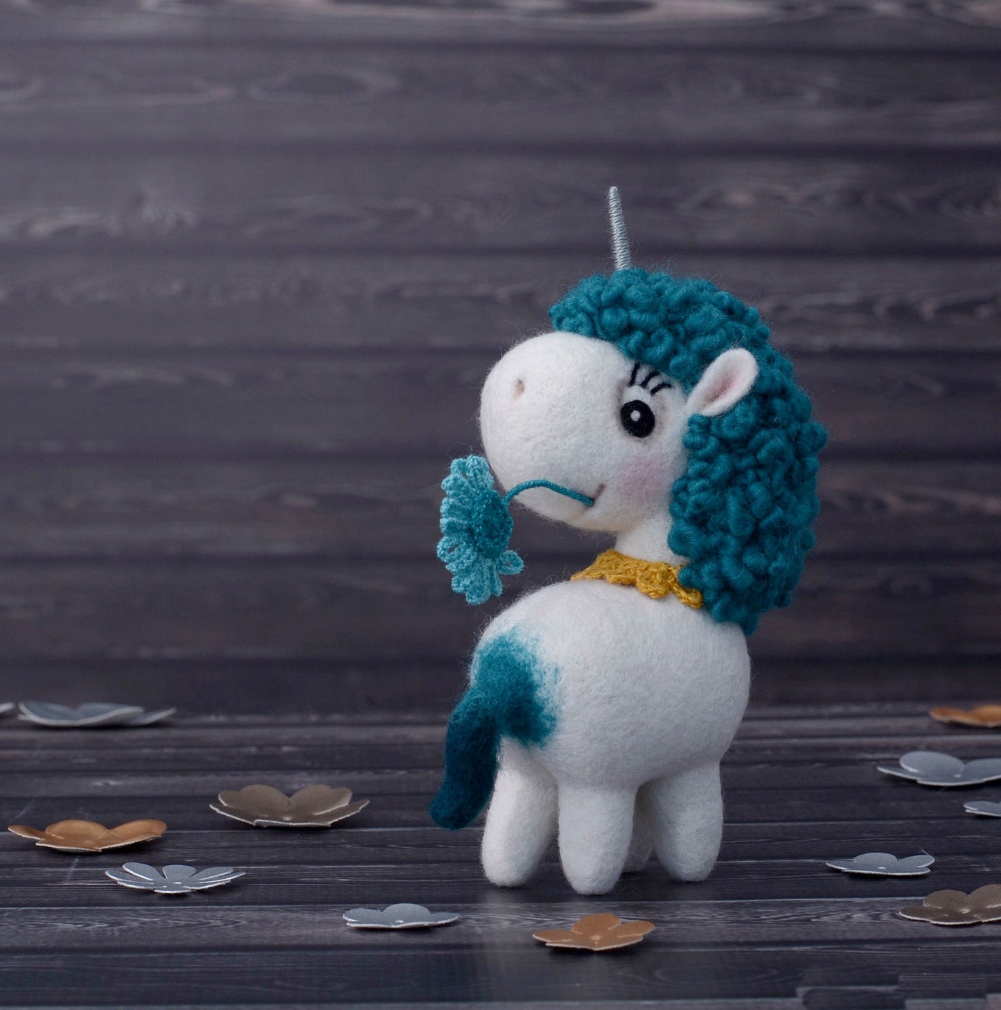 Needle felted Unicorn. Kid room decor.