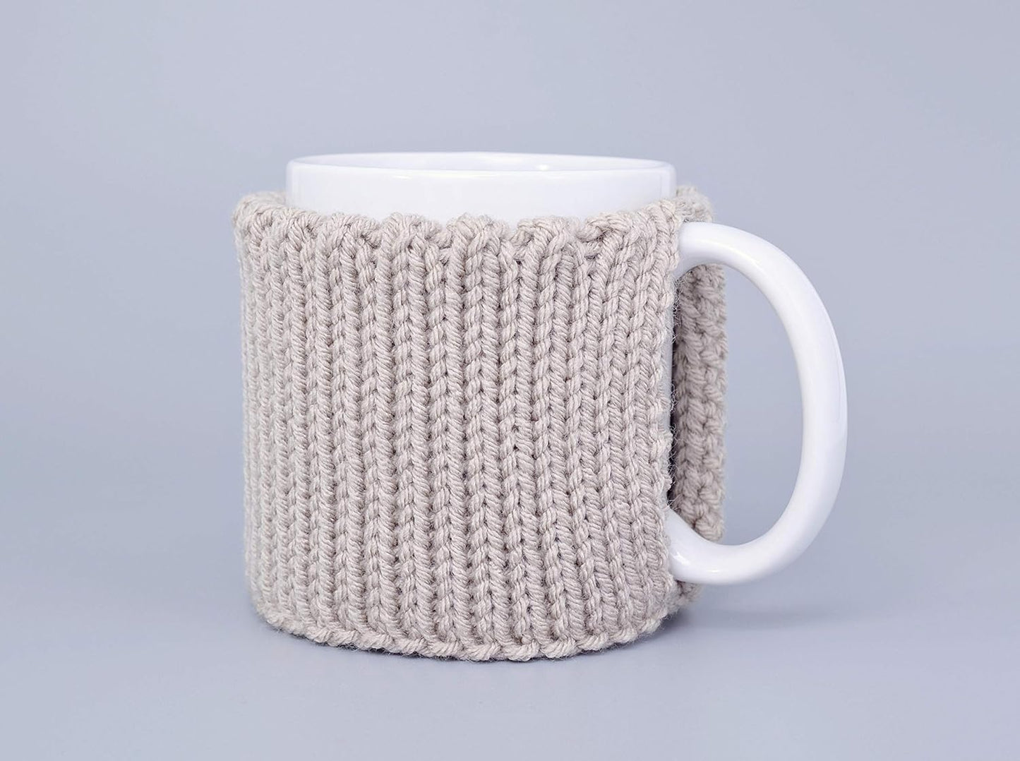 Linen knitted mug cozy