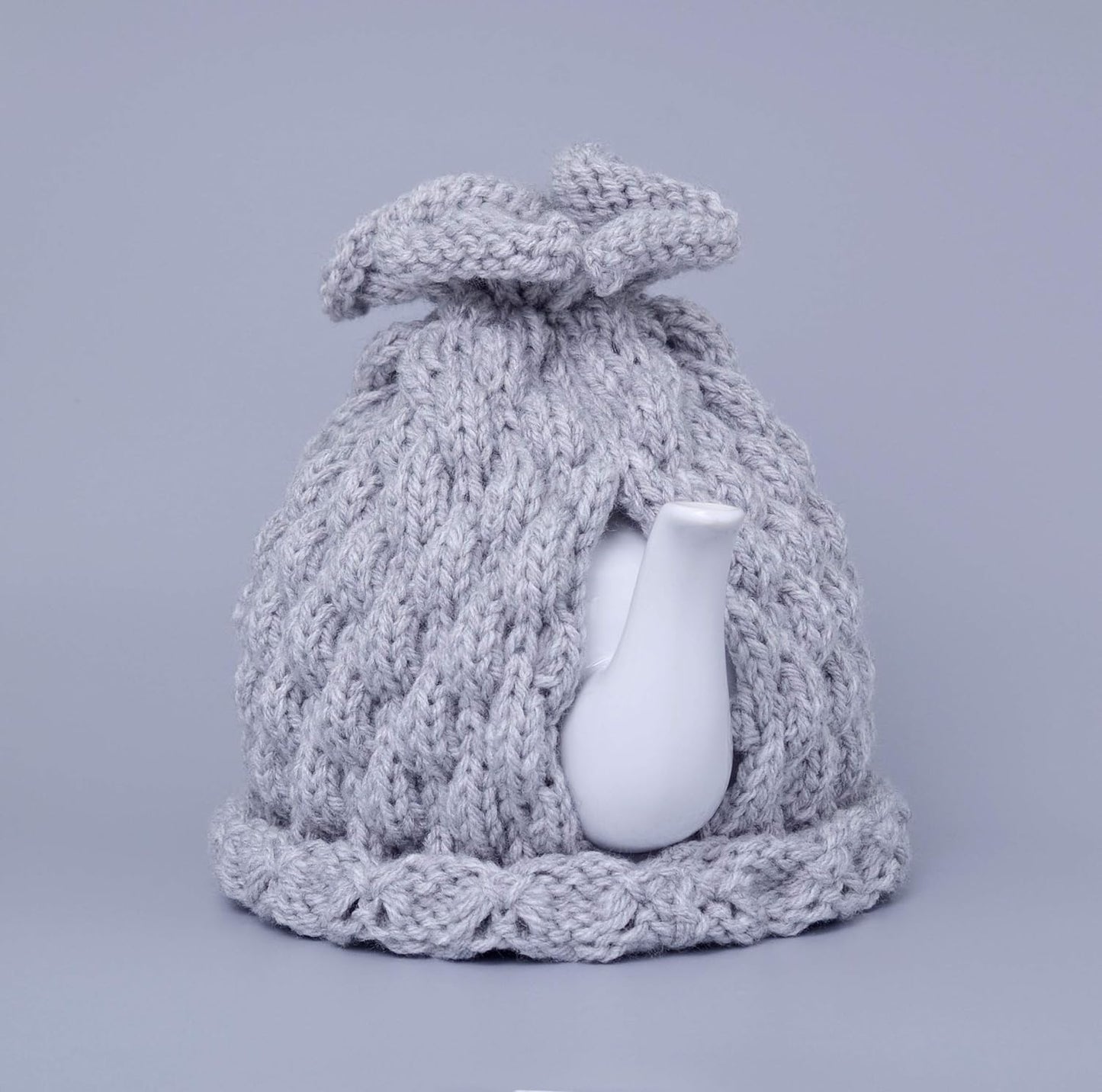 Knitted Light Grey Teapot Cozy