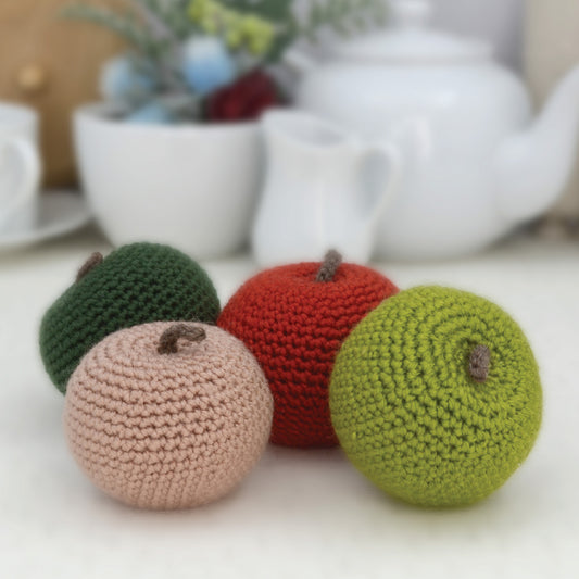 Crochet Stuffed Apples, Set of 4.