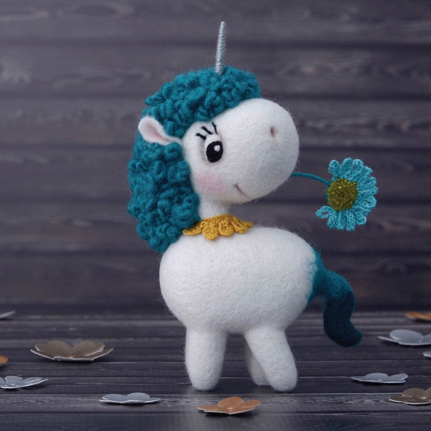 Needle felted Unicorn. Kid room decor.