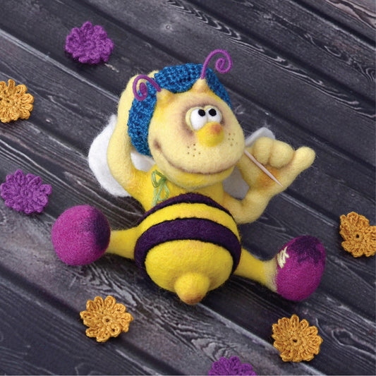 Needle felted Bee. Kid room decor.