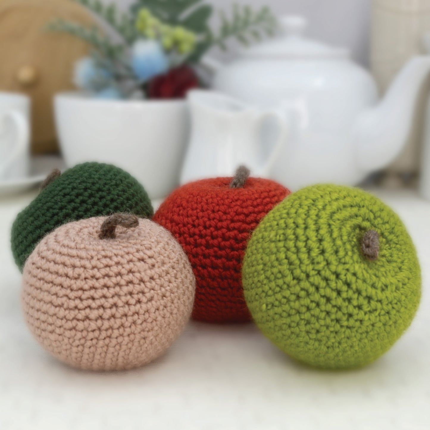 Crochet Stuffed Apples, Set of 4.