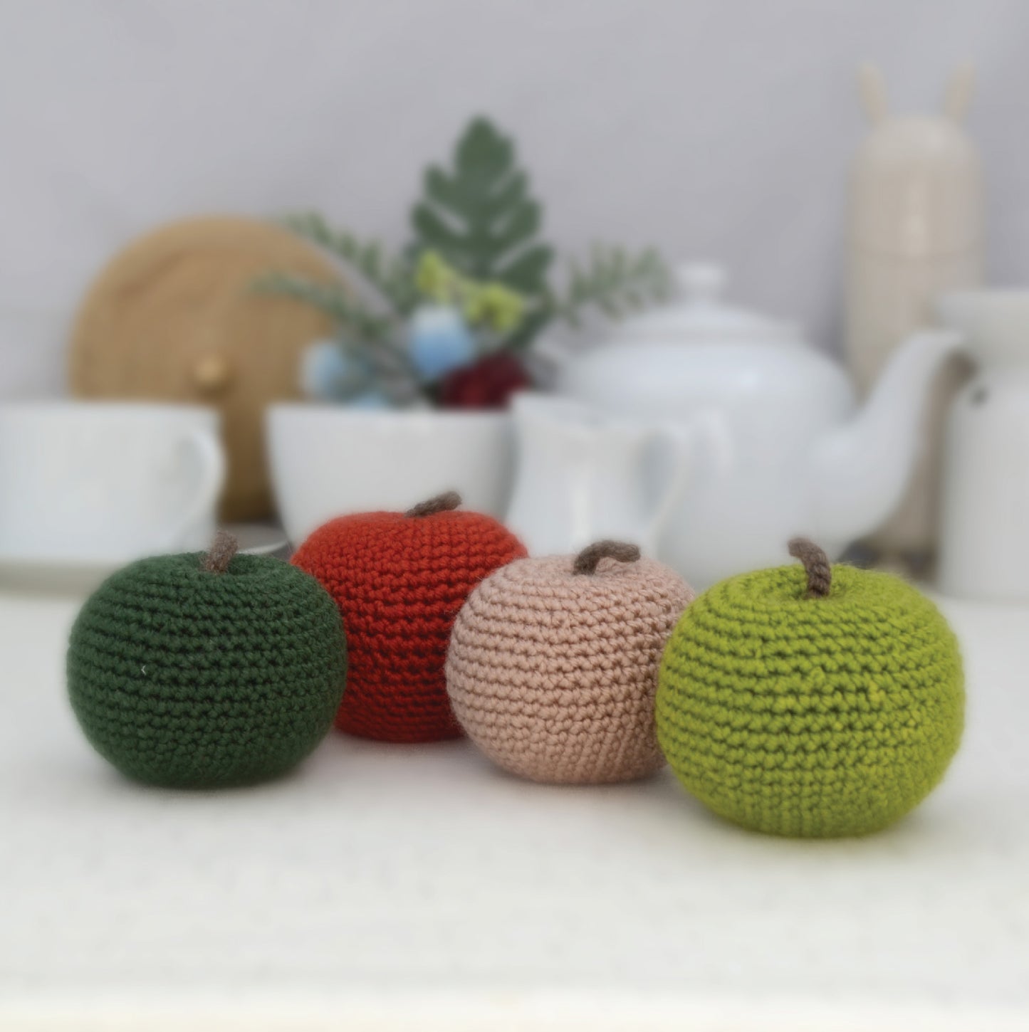 Crochet Stuffed Apples, Set of 4.