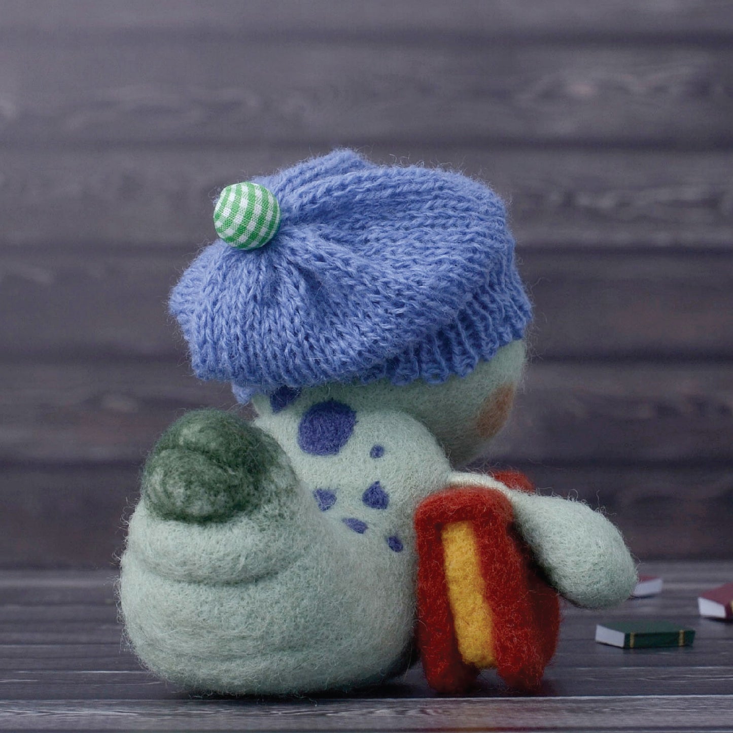 Needle felted book Worm. Kid room decor.