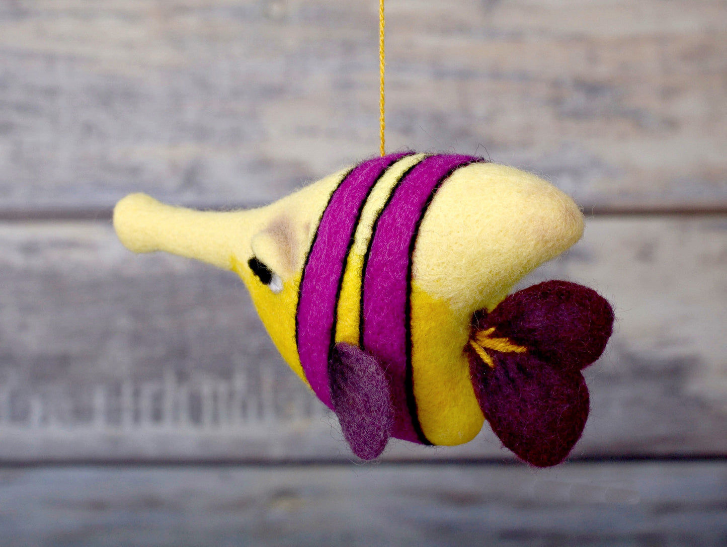 Needle felted yellow Fish.