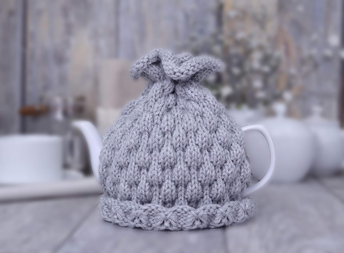 Knitted Light Grey Teapot Cozy