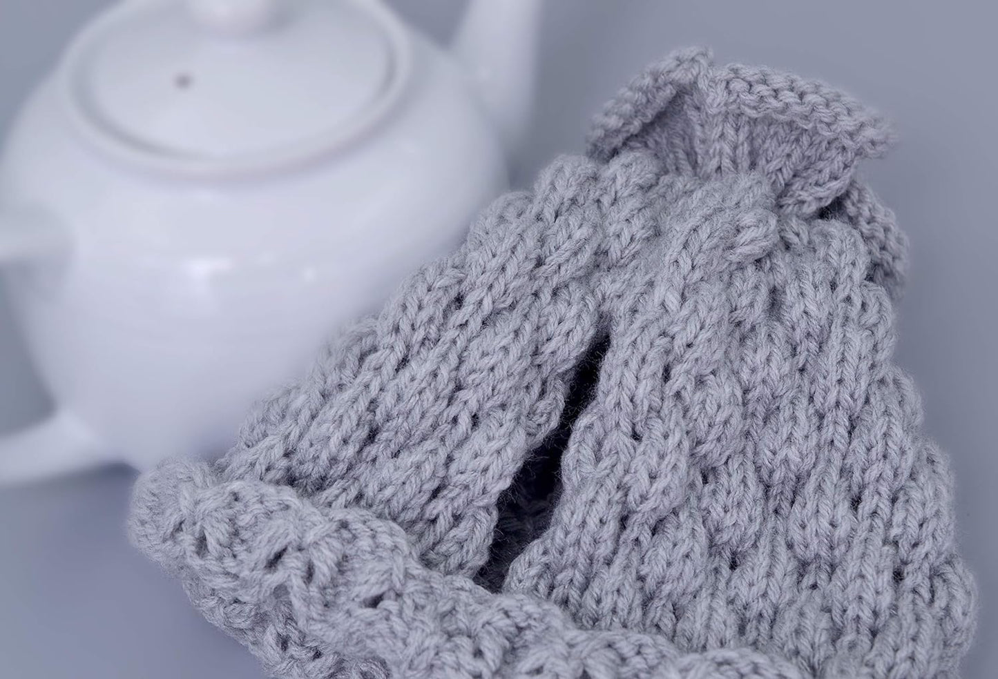 Knitted Light Grey Teapot Cozy