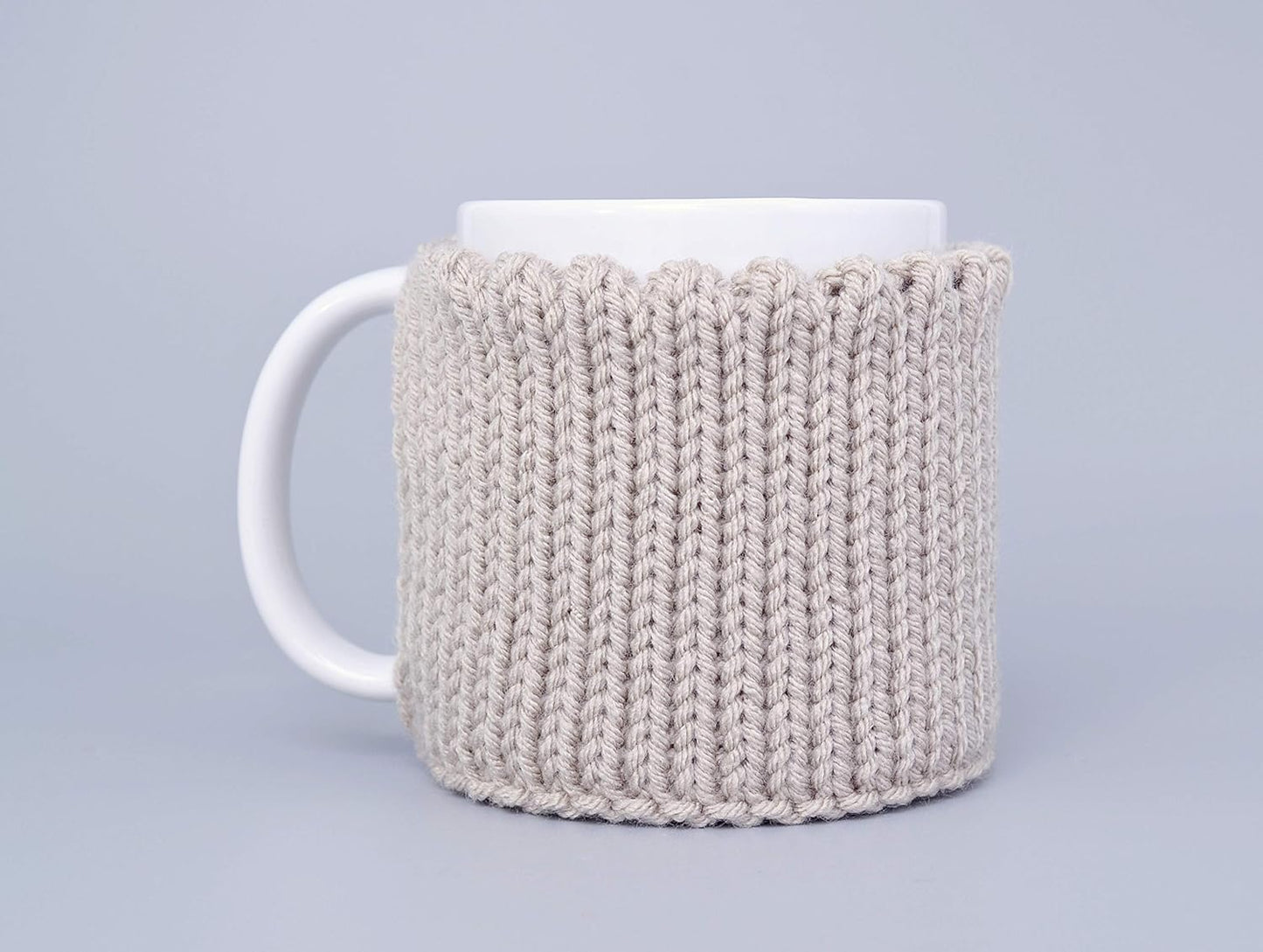 Linen knitted mug cozy