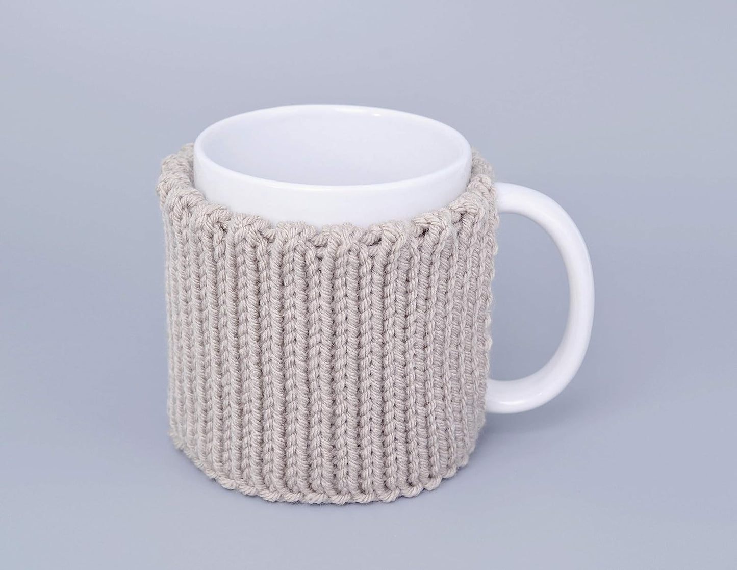 Linen knitted mug cozy