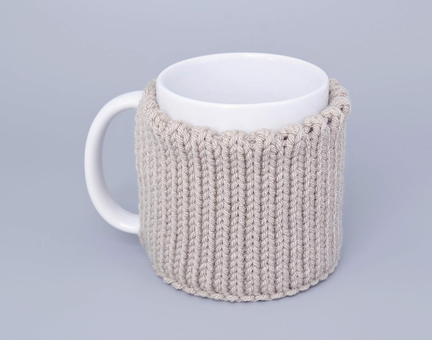 Linen knitted mug cozy