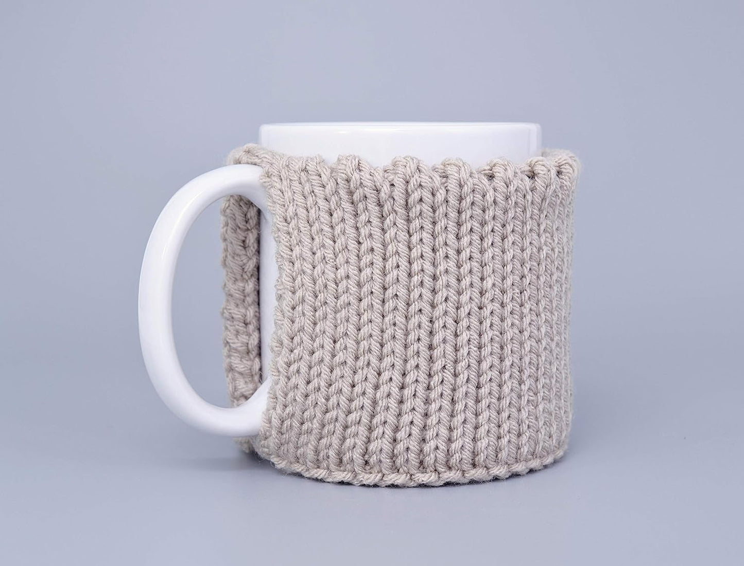 Linen knitted mug cozy