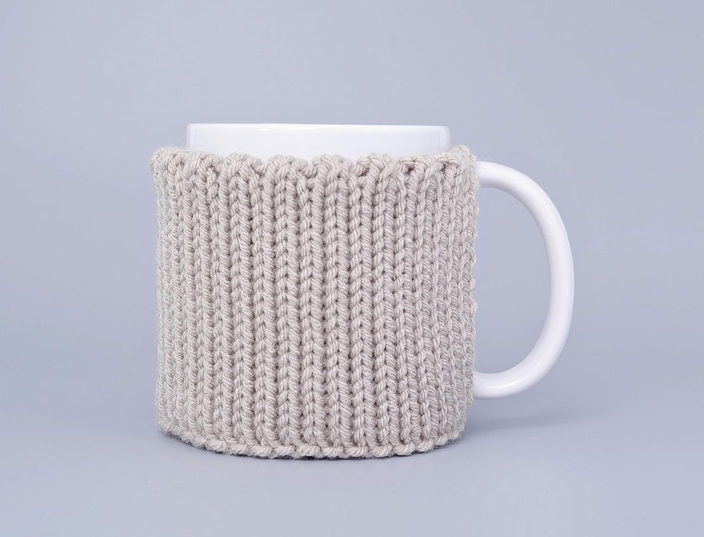 Linen knitted mug cozy