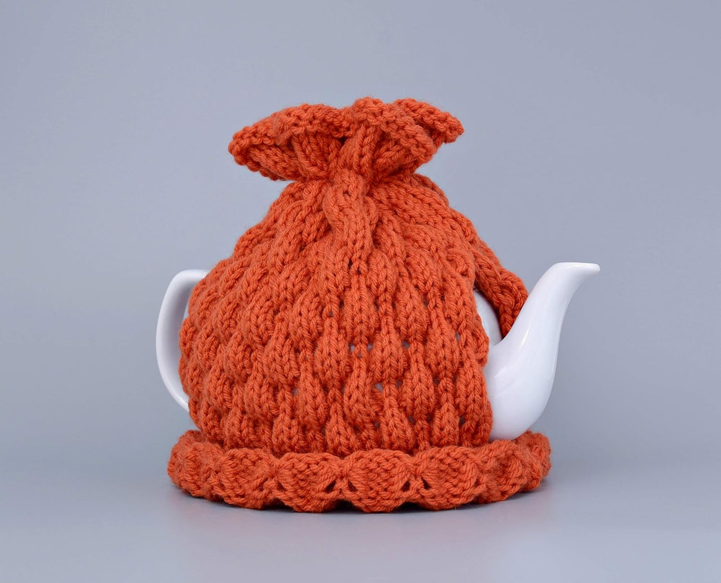 Pumpkin knitted teapot cozy