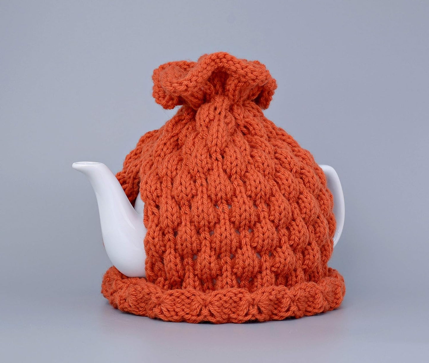 Pumpkin knitted teapot cozy