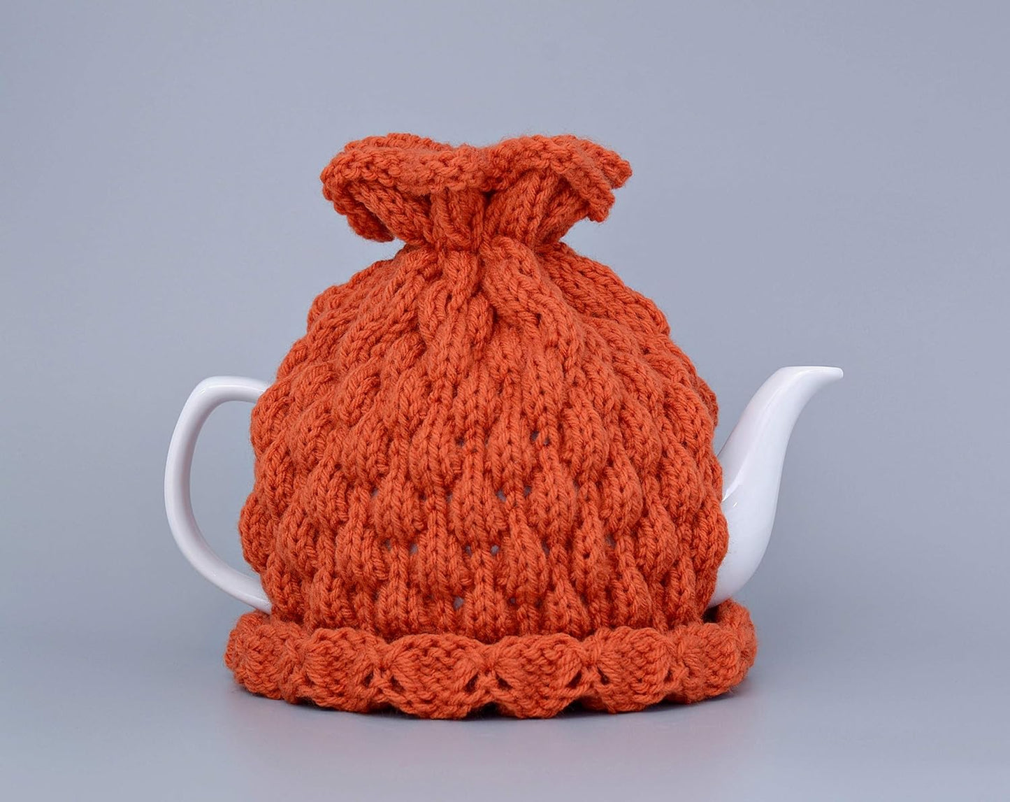 Pumpkin knitted teapot cozy