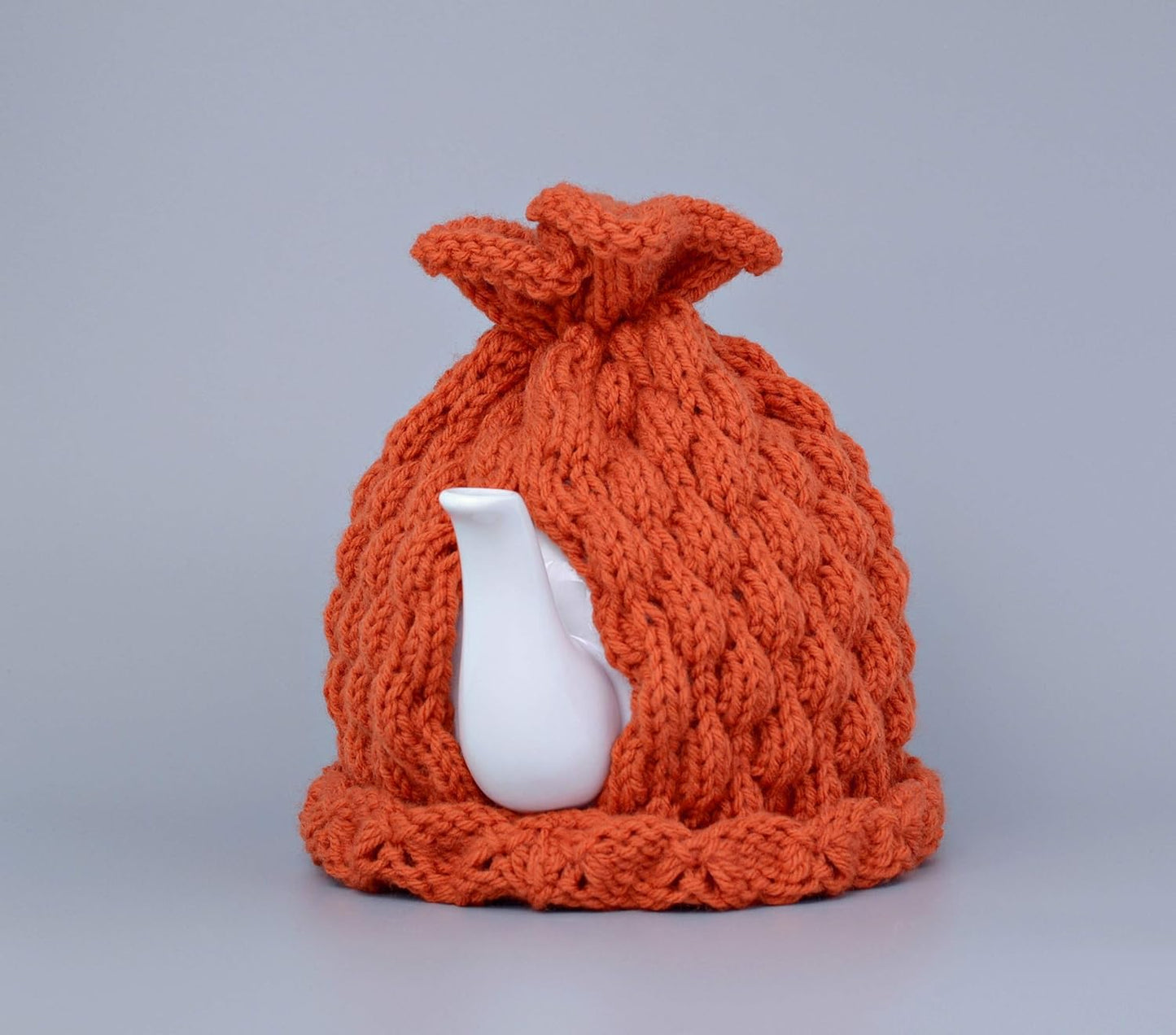 Pumpkin knitted teapot cozy