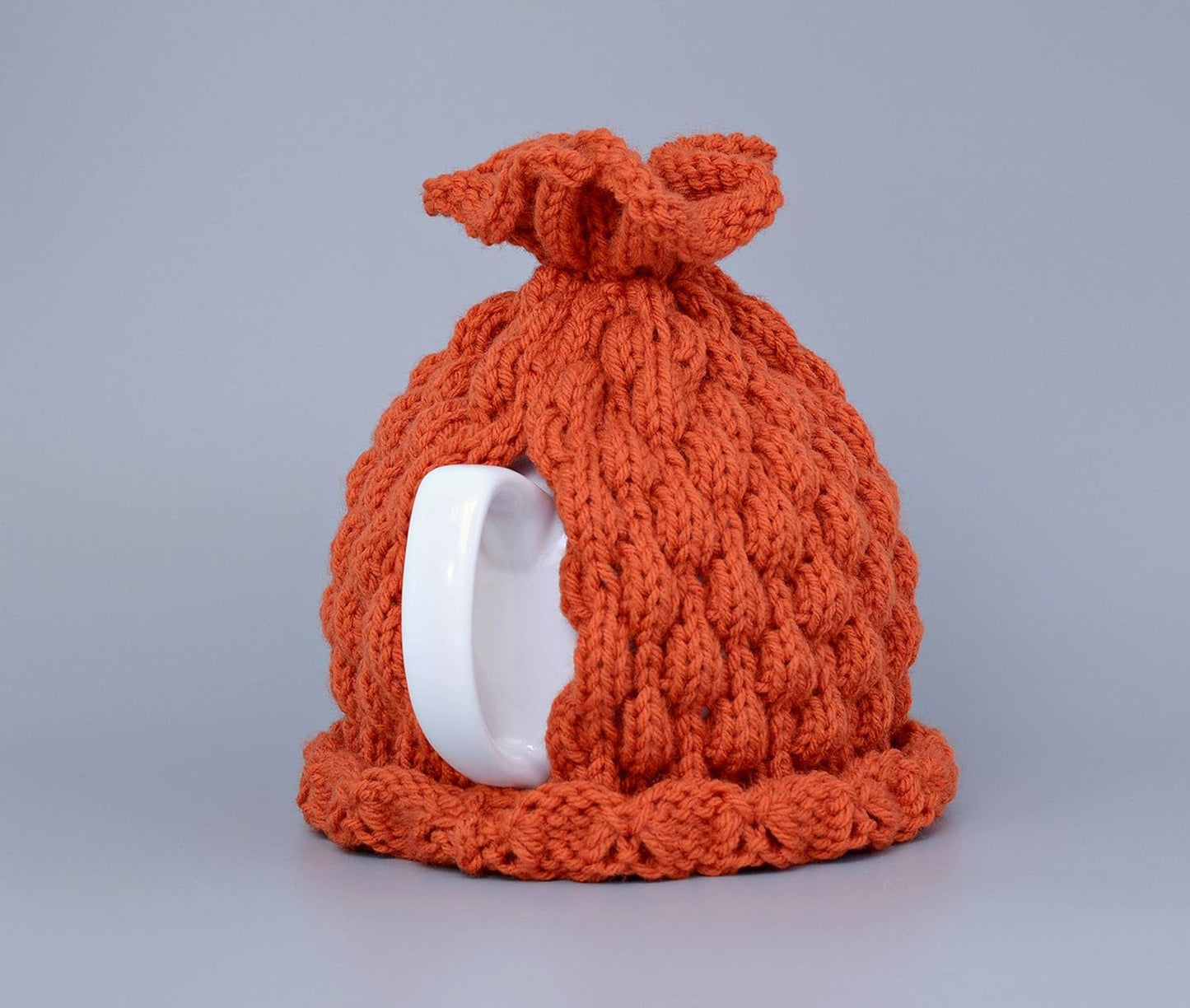 Pumpkin knitted teapot cozy