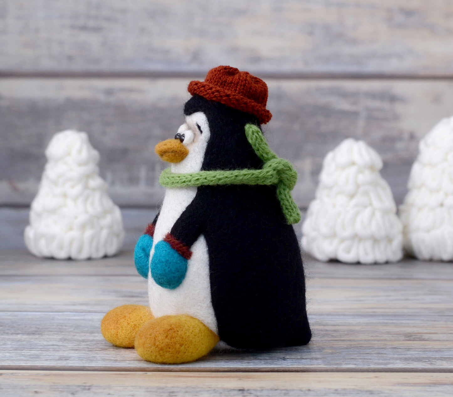 Needle felted Penguin. Kid room decor.