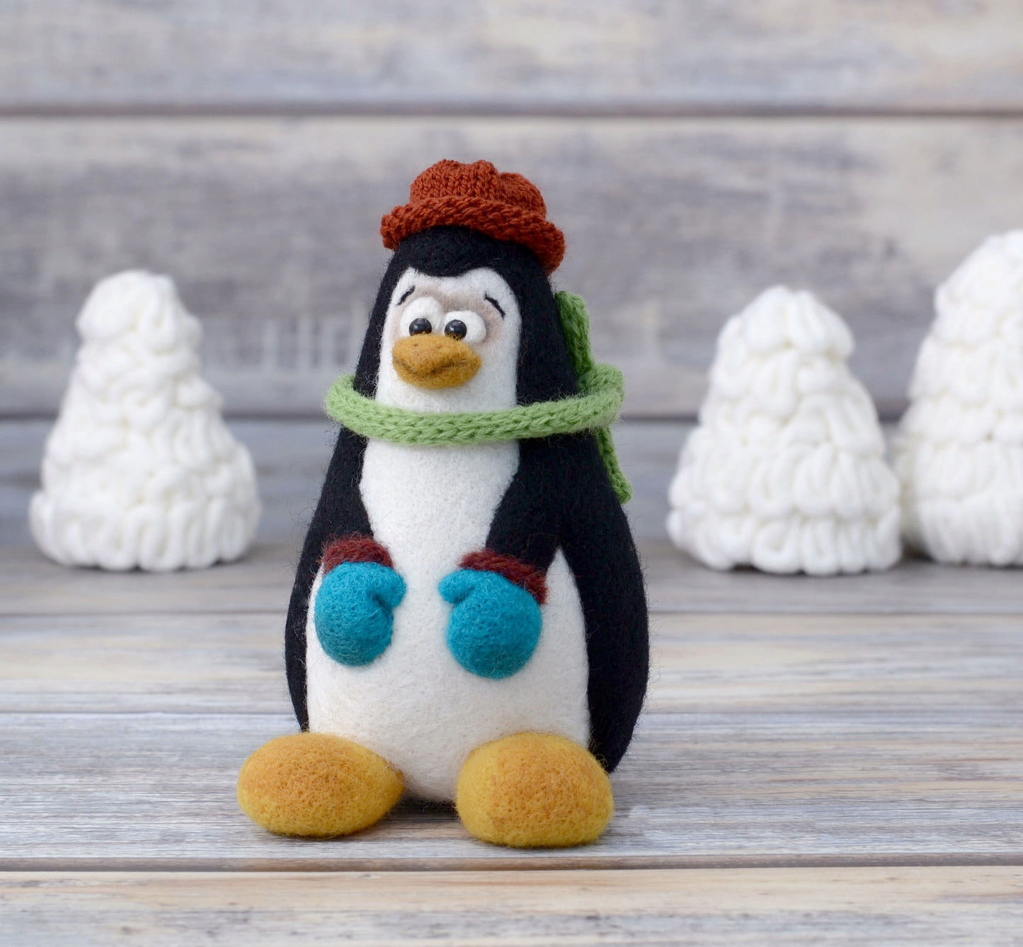 Needle felted Penguin. Kid room decor.