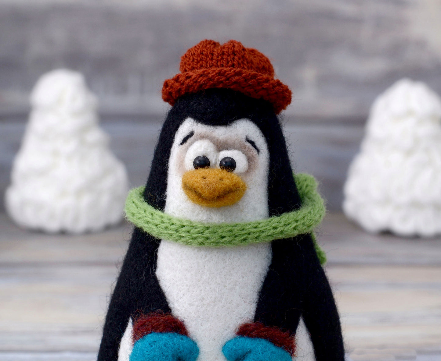 Needle felted Penguin. Kid room decor.