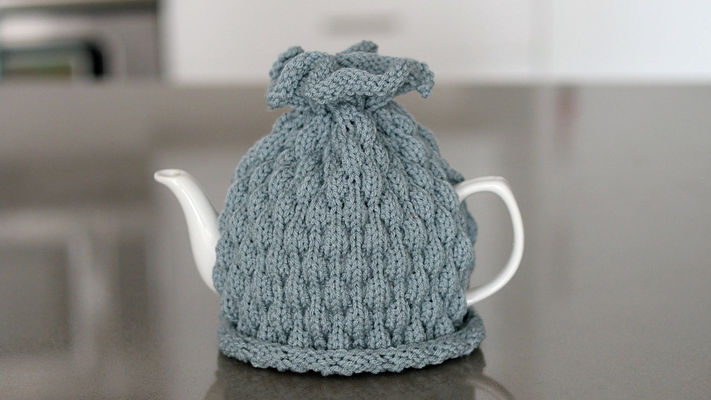 Greyish Blue Knitted teapot cozy