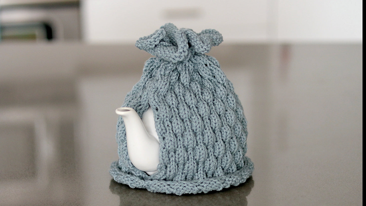 Greyish Blue Knitted teapot cozy