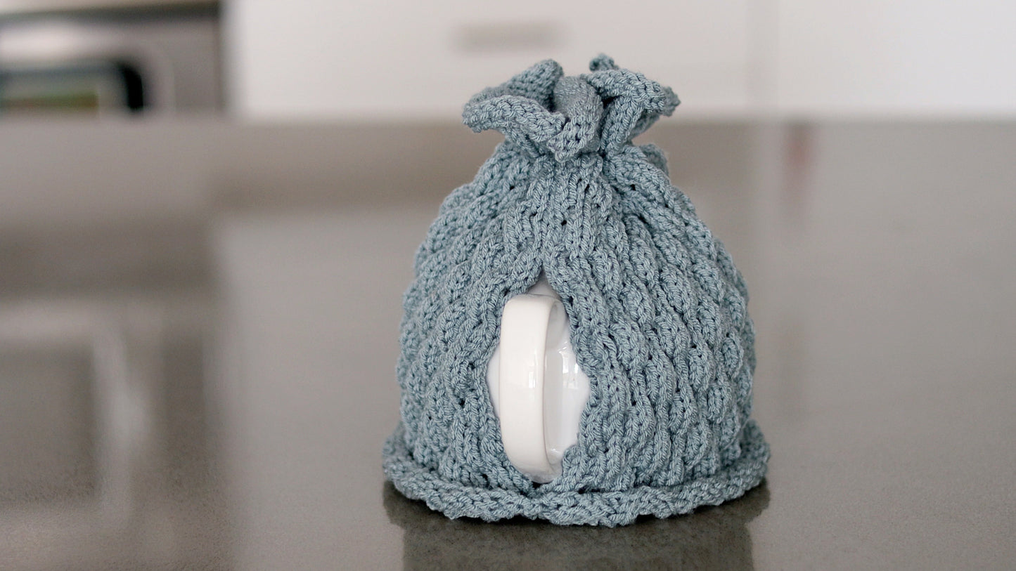 Greyish Blue Knitted teapot cozy