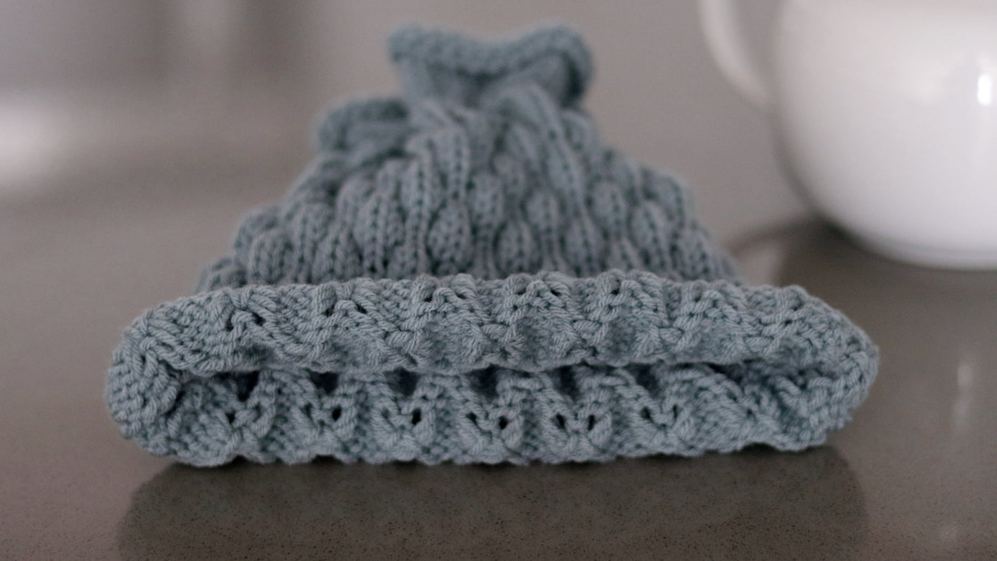 Greyish Blue Knitted teapot cozy