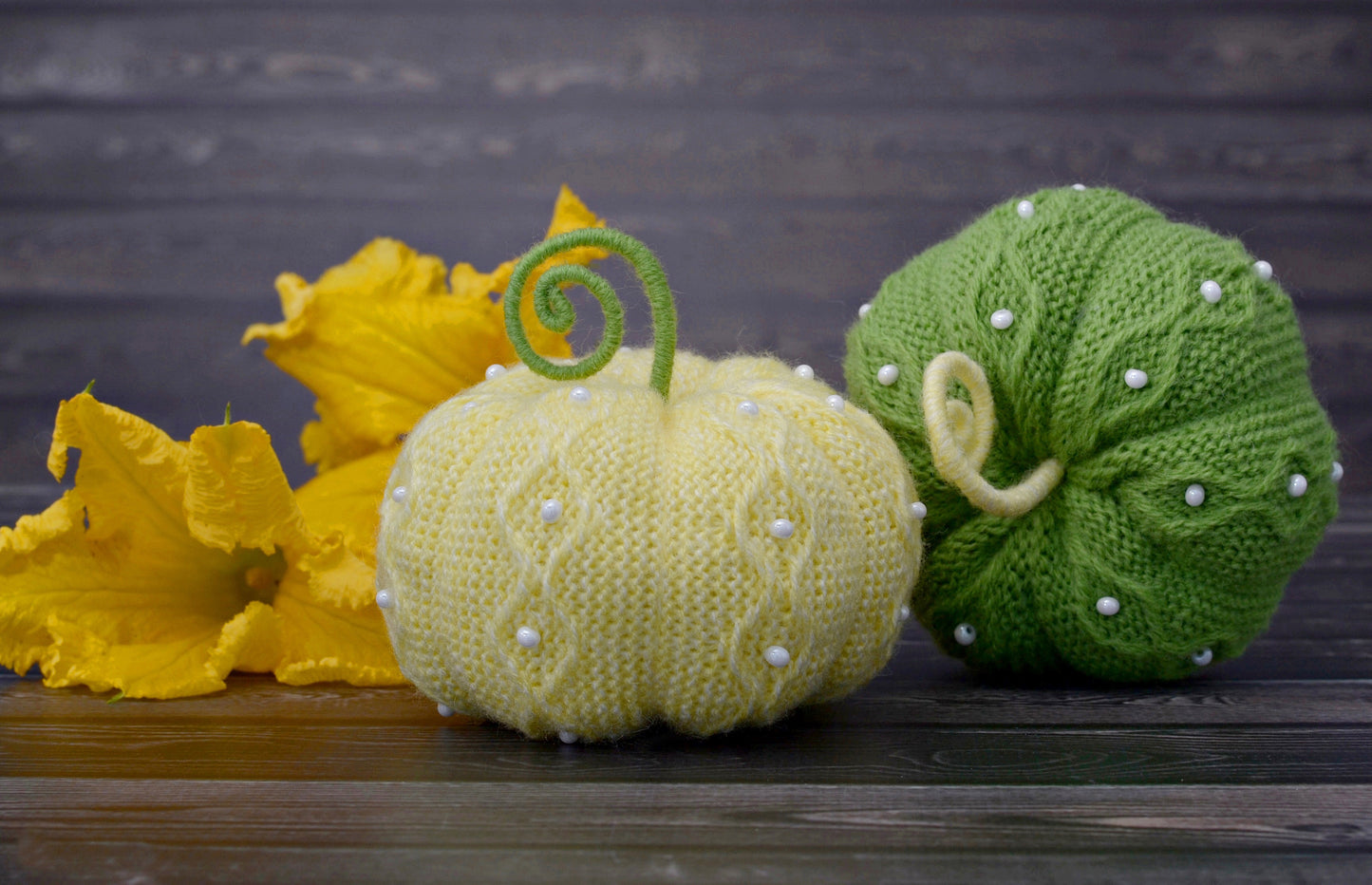 Knitted Pumpkins Set of 2