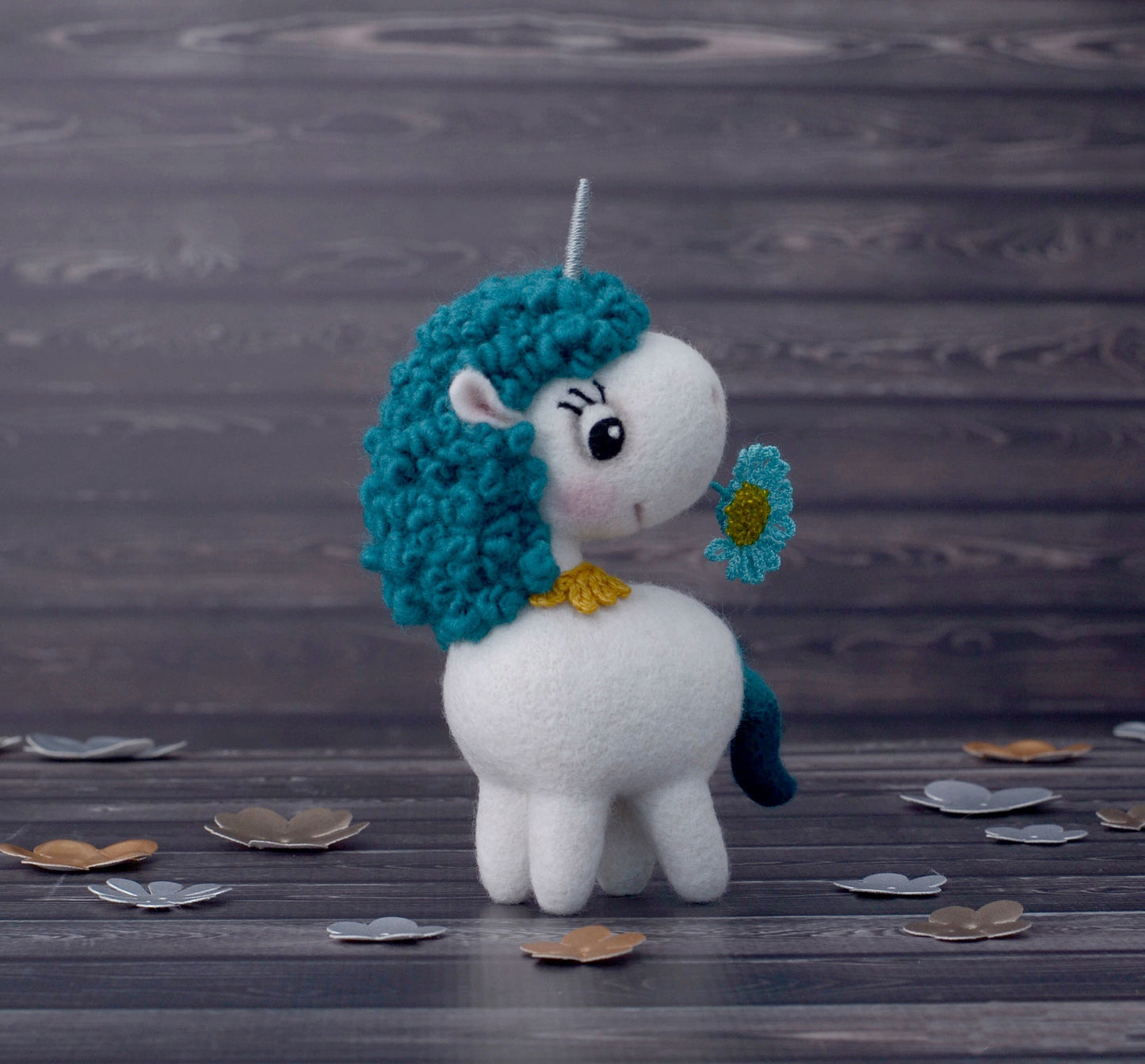 Needle felted Unicorn. Kid room decor.